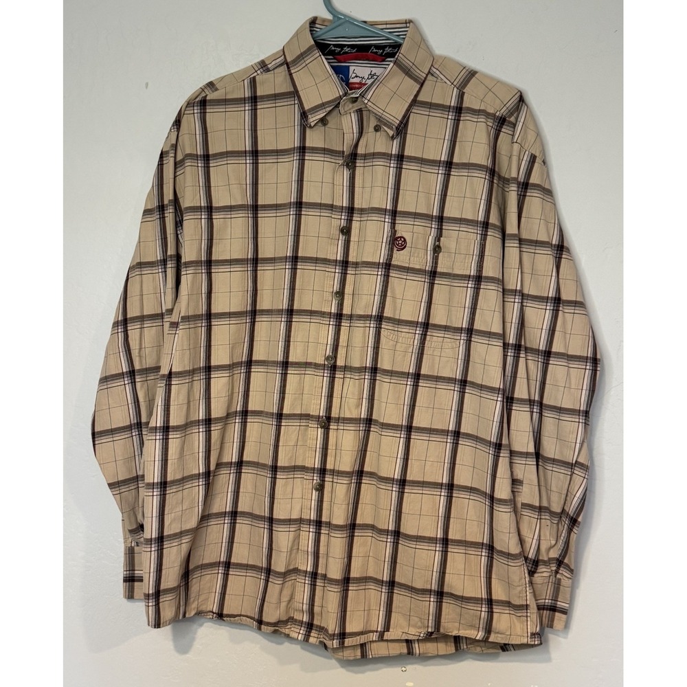Wrangler George Strait Cowboy Cut  Plaid Long Sleeve Button Down Shirt Men M